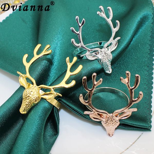 Dvianna 6Pcs Deer Napkin Rings Christmas Napkin Ring Holders Reindeer Napkin Buckle for Holiday Dinners Parties Wedding HWC161 241223