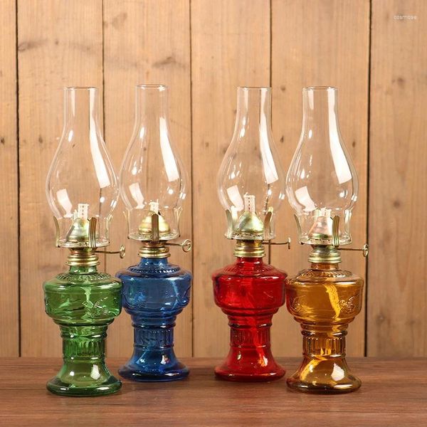 Candle Holders Large Glass Kerosene Oil Lamps Lantern Vintage For Indoor Use Decor Chamber Home Lighting Lamp