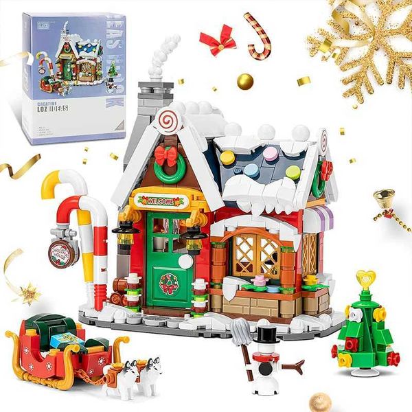 Christmas House Sled Ci Street View Building Blocks Set Desktop Decoration Bricks Diy Kit Brick Boys Toys Children Xmas GiftsXJ241029