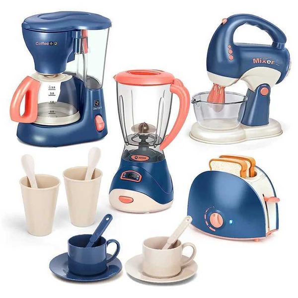 Kitchens Play Food Simulation game kitchen utensils toy set coffee machine blender toaster game set educational toy H241015