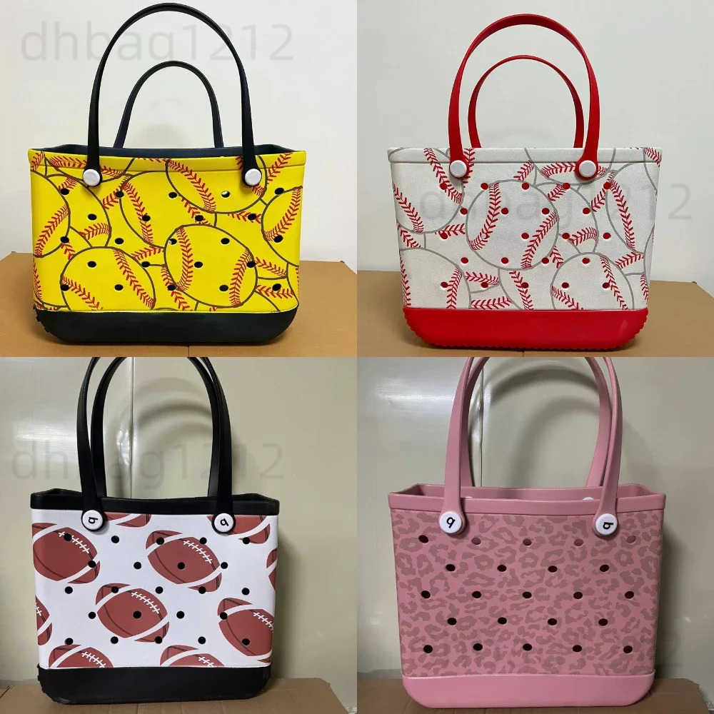 Beach Bags Extra Large Boggs Beach Bag Baseball Rugby Summer EVA Beach Basket Women Picnic Holes Waterproof Handbag Shoulder Bag T250120EMLT
