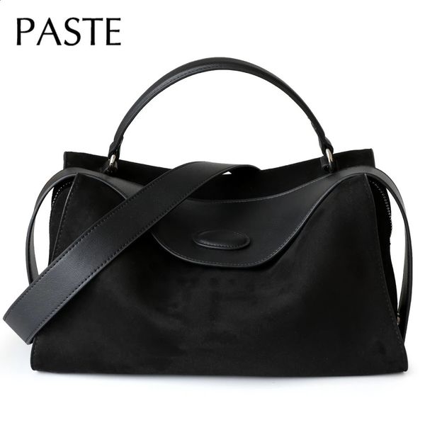 2024 Purple Coffee Vintage Style Large Capacity Boston Handbag 2-Size Suede Leather Womens Handbag Winter Shoulder Bag 240923