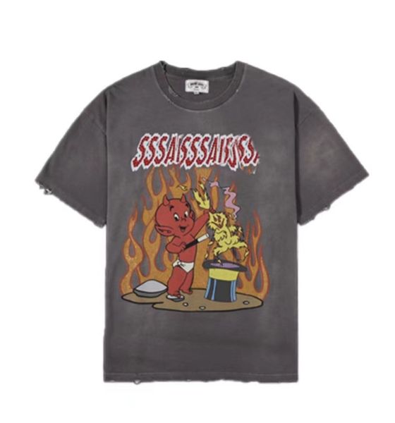 Mens t shirt designer t shirts women tshirt graphic tee clothing clothes hipster vintage washed fabric Street graffiti Lettering foil print