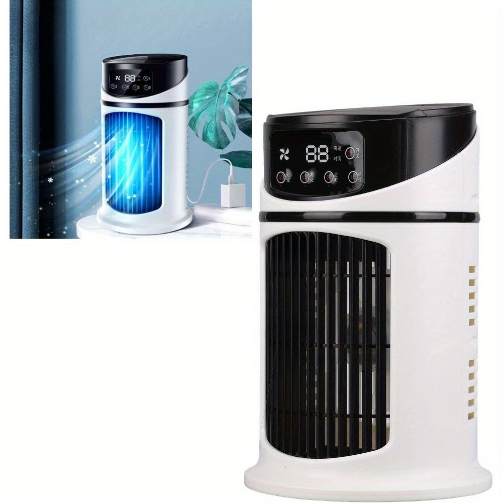 TEMU Personal Mini Conditioner, Household Air Cooling Fans, Desktop Fan Humidifier With Filter, Ambient Light, Timing And Atomizing Function, Wind ,