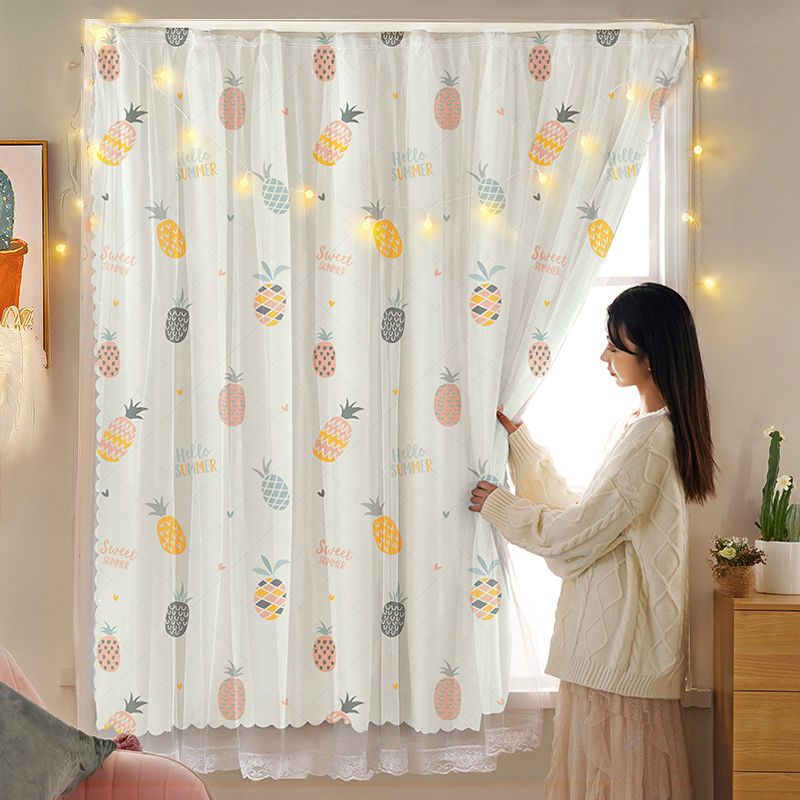 YL-36565 Velcro curtain bedroom bay window no need to punch holes for easy installation self-adhesive blackout curtain finished product