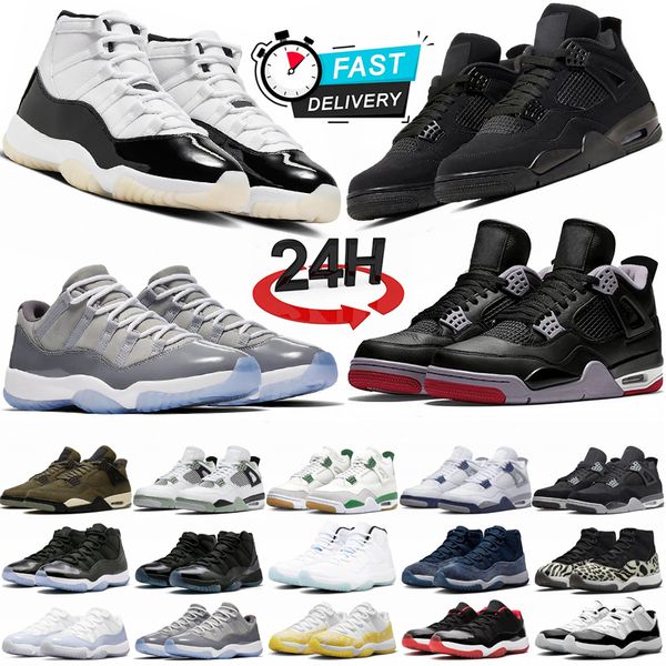 Men Women 4s 11s Basketball Shoes Mens Outdoor Sport trianers Military Black Sail Olive Fire Red canary Cool Grey 11 Jumpmaan 4 Top Womens S