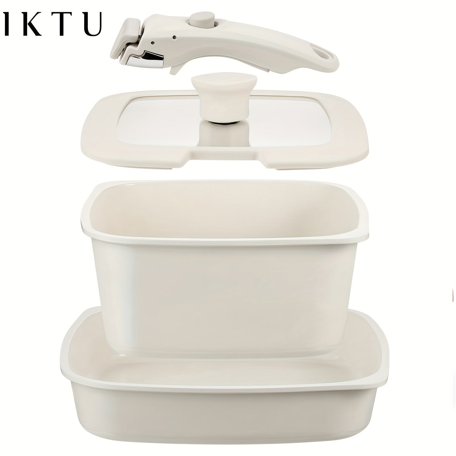 TEMU 4pcs Square Cookware Set - Nonstick, Detachable Handles, Space-saving, Ideal For -camping-rv Use, Dishwasher-safe, Kitchen, Kitchen Items,