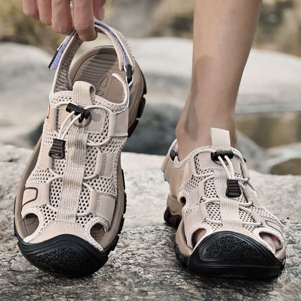 Summer New Men S Sandals Mesh Breathable Beach Outdoor Non Slip Soft Soled Hiking Waterproof River Trapping Shoes Ddmystation