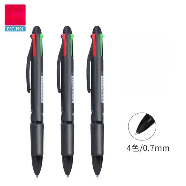 DELI Color Ballpoint Pen 12PCS-Lot Blue Black Red Green 4 In 1 Colorful Ball Pens 0.7mm Ink Refill School Office Stationery Y250116