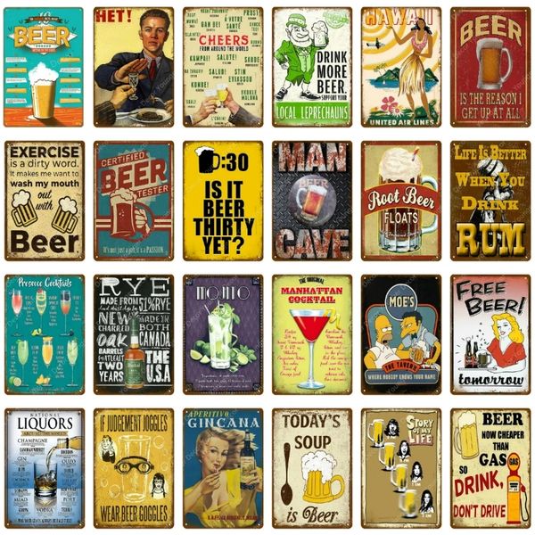 retro Liquors tin sign Beer Bar Decor Drink Wine Metal Signs Pub Club Hotel Home Wall Plaque Vintage Hawaii Man Cave personalized tin Poster