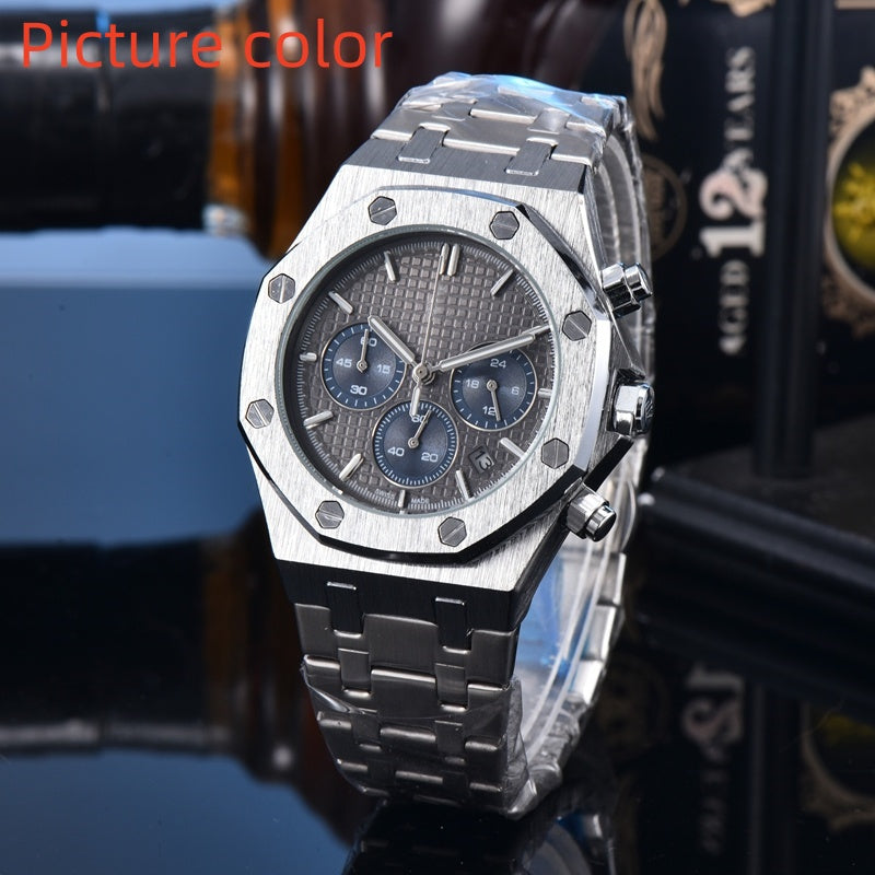 Aude Wrist for 2025 Mens Watches Six needles All dials work Quartz Wastch Top Brand Chronograph Clock Steel Belt Fashion Holiday gift Choice Montre