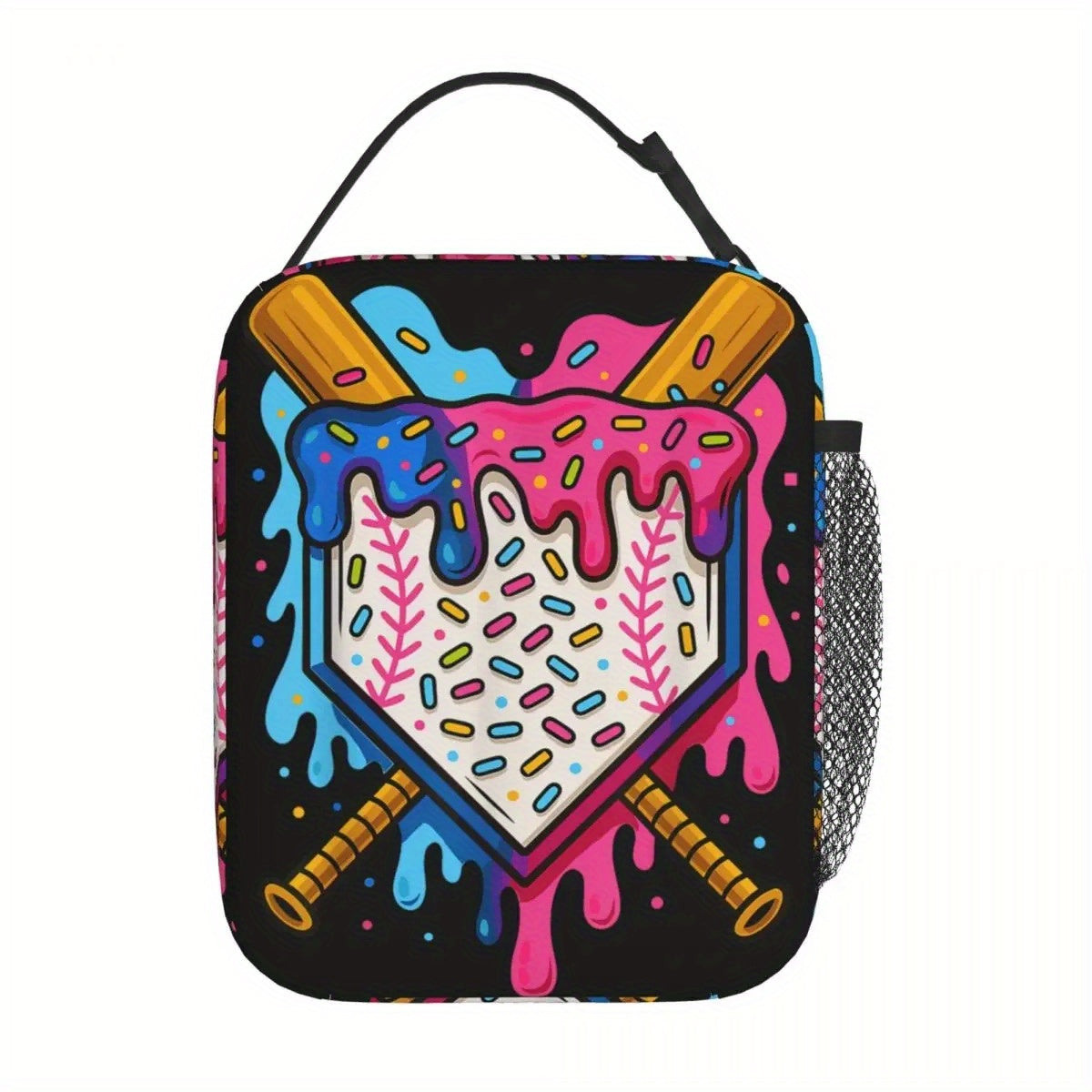 TEMU Insulated Lunch Boxes Baseball Bat Ice Cream Watercolor Merch Lunch Container Causal Cooler Thermal Lunch Box For Travel