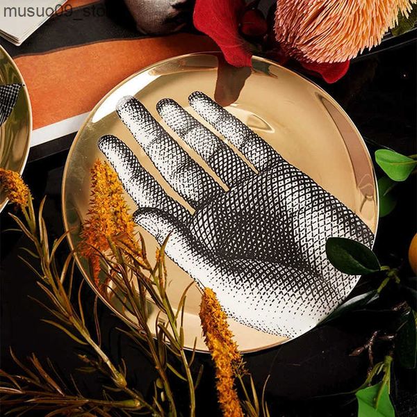 Decorative Plates 8 Inch Italian Gold Plates Ceramic Art Decoration Wall Hanging Plate Living Dining Room Wall Decoration Plate Bar-Home-Hot