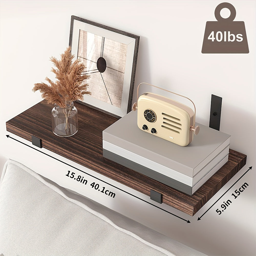 TEMU Book Shelves For Wall, 5.9x15.8 Inches Rustic Wall Shelves Set Of 8, Carbonized Black, Farmhouse Wall Decor And Shelving For Bedroom, Living