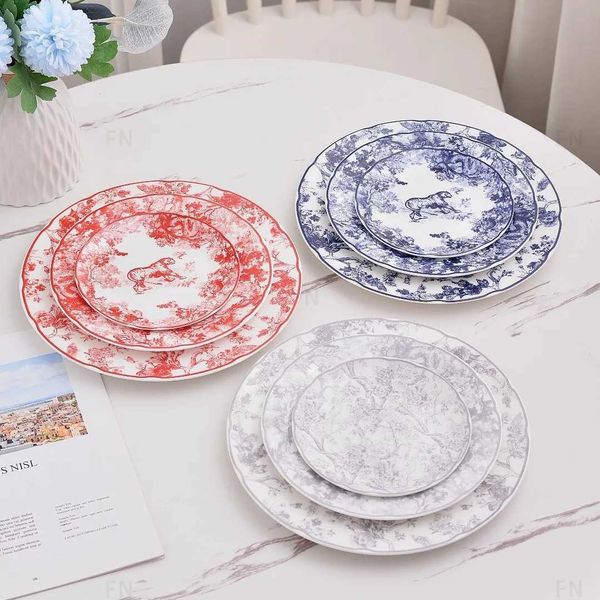 Jungle Dinner Plates Bone China Dessert Tray Snack Dish Tableware Dinnerware Kitchen X250129