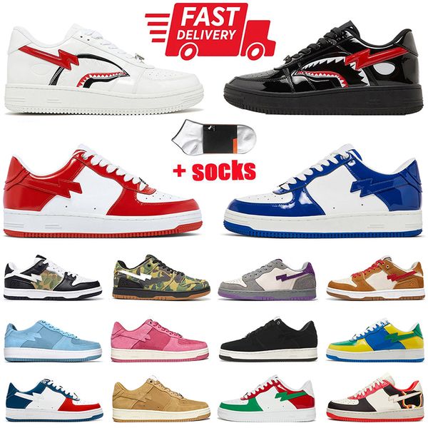 Designer Casual Shoes for Men Women Sta Low Platform Sneakers Stases Black Camo Bule Grey Red Suede Shark Trainers Camouflage Skateboarding