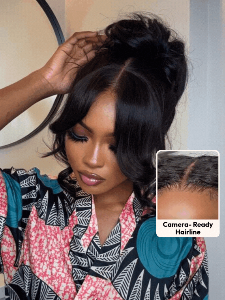 UNice 13x4 HD Real Scalpâ¢ Wig & 7x5 Invisible Lace Frontal & Feathered Layers Drawstring Loose Wave with Face Framing Curtain Bangs