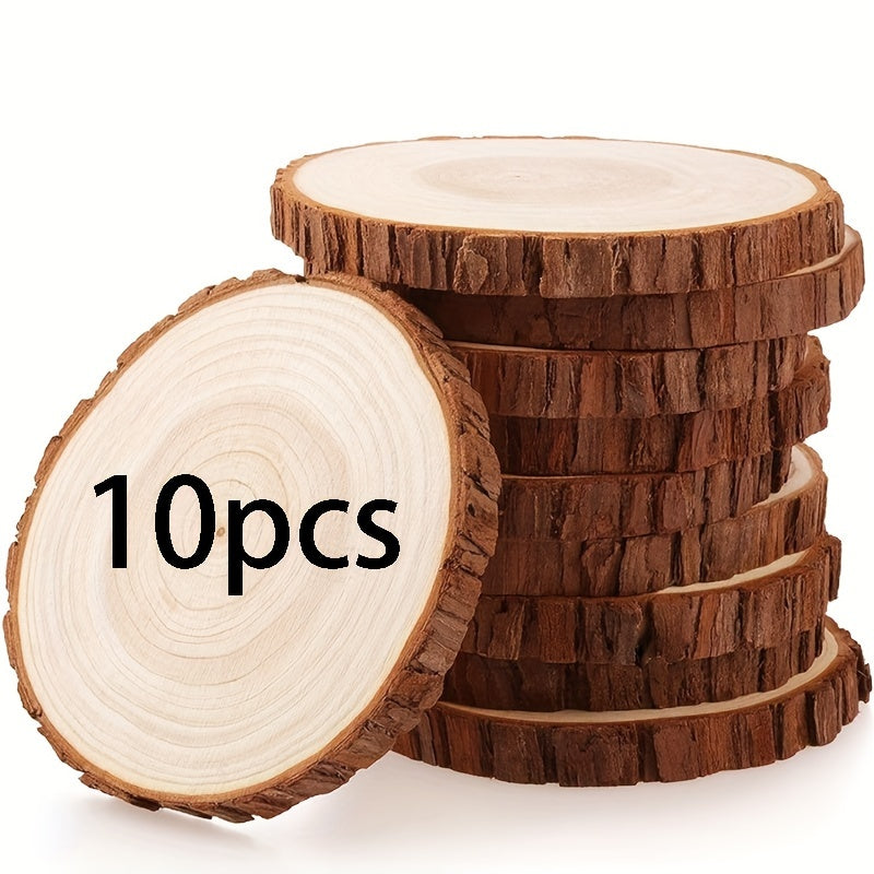 TEMU 10pcs 3.94-4.72 Inch Wooden Chips, Wooden Ring Kit, Diy Crafts Wooden Rings, , Table Decoration Diy Painting Christmas Decoration Diy Crafts
