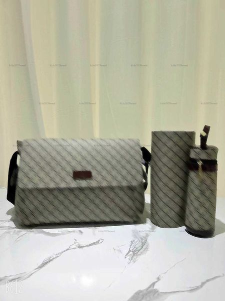 New baby Diaper bags Grid texture design kids Nappy Stacker Grid logo printing Three piece set designer baby product toddler bag