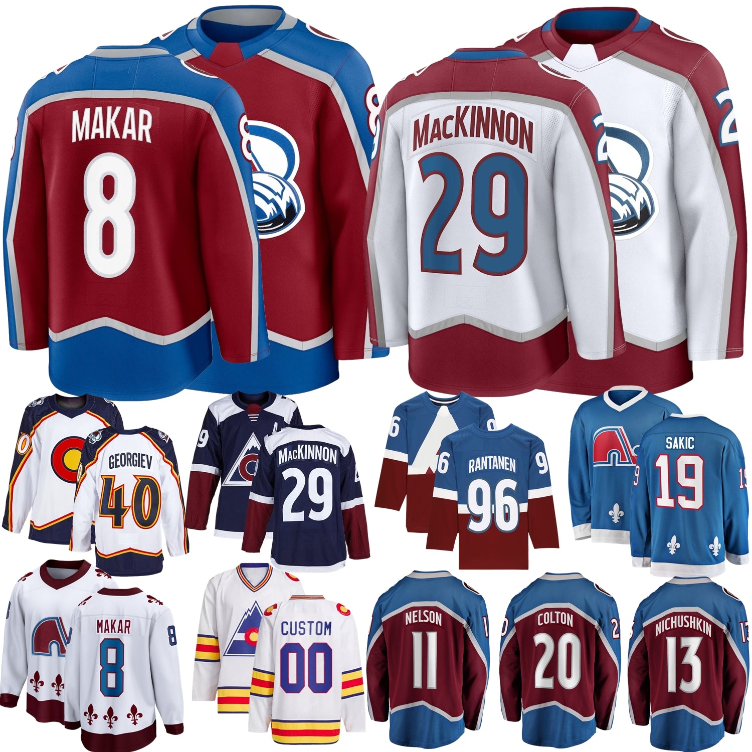 Colorado Hockey Jersey Nathan MacKinnon Avalanches Cale Makar Gabriel Landeskog Brent Burns Mackenzie Blackwood Nichushkin Nelson Necas Roy Colton G