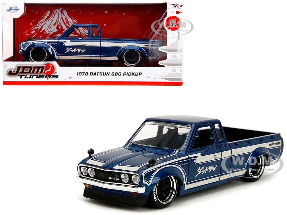 1972 Datsun 620 Pickup Truck Blue Metallic and Cream "JDM Tuners" Series 1-24 Diecast Model Car by Jada