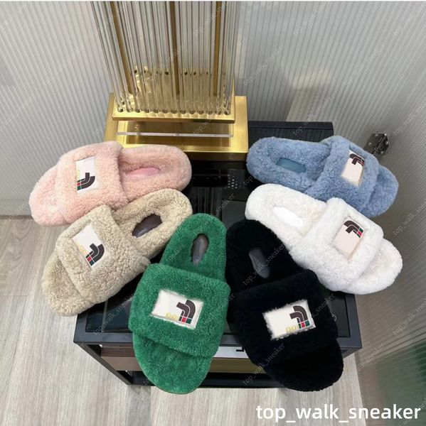 Designer Slippers House Slippers Women Designer Sandal Fur Slipper Luxury Wool Fuzzy Slides Winter indoor office casual Furry Flat Sandals F