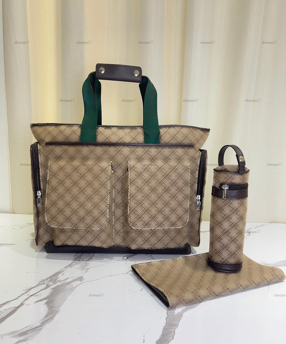 Top baby Diaper bags Multiple pocket design kids Nappy Stacker Grid logo printing Three piece set designer baby product toddler bag A384X11N192