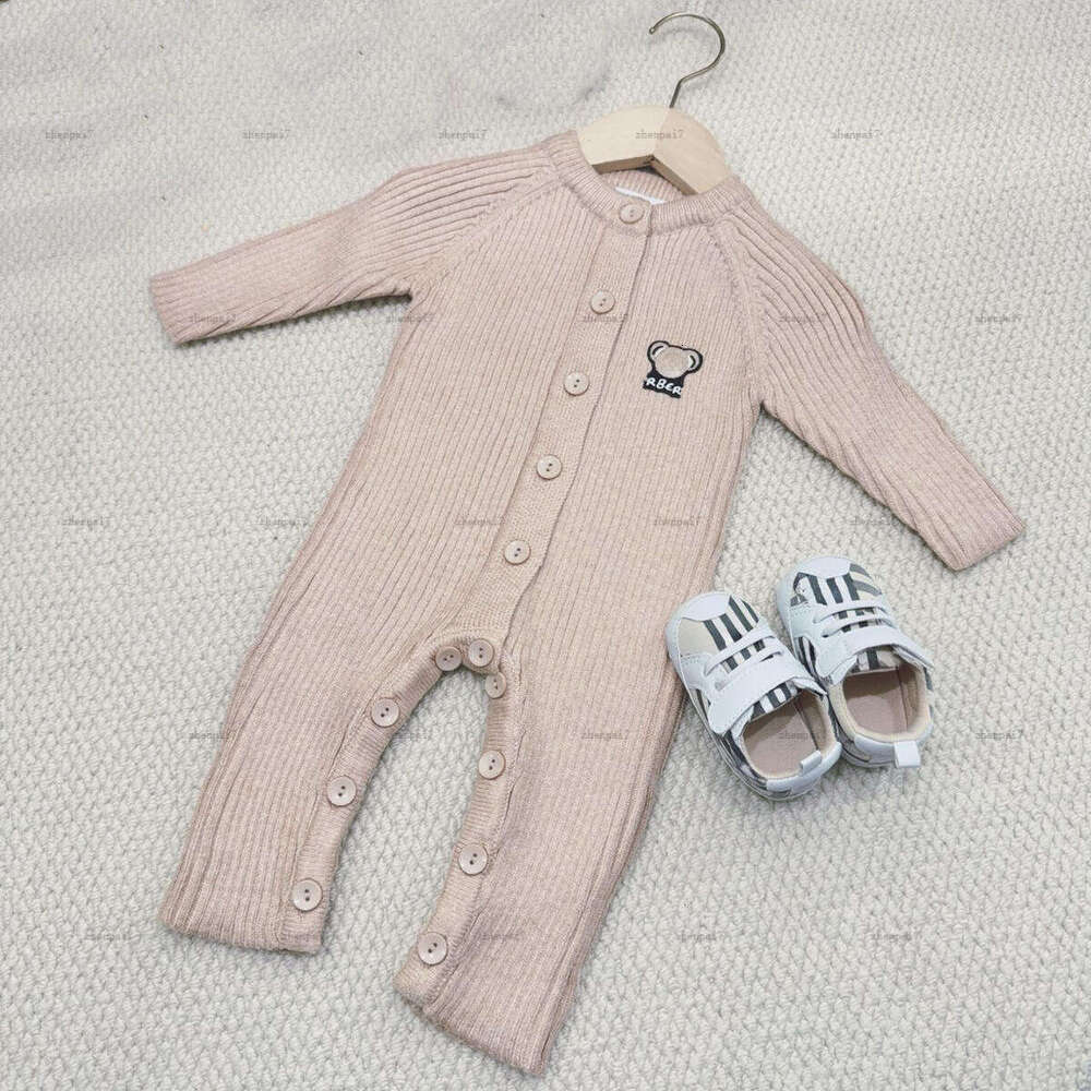 Top newborn jumpsuits Button design toddler romper designer Baby clothing Long sleeve Knitted infant bodysuit A378X11N096