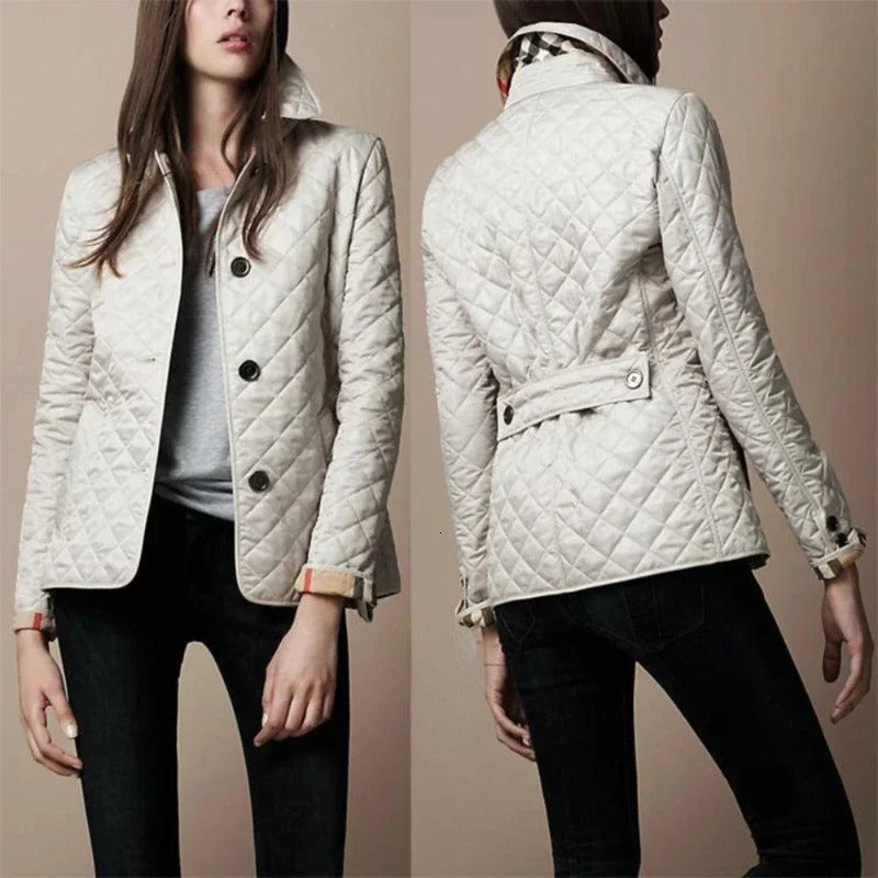 Quilted Coat Winter Jacket Women Turndown Collar Jackets for 2023 Elegance Office Lady Singlebreasted Warmth Streetwear 241113