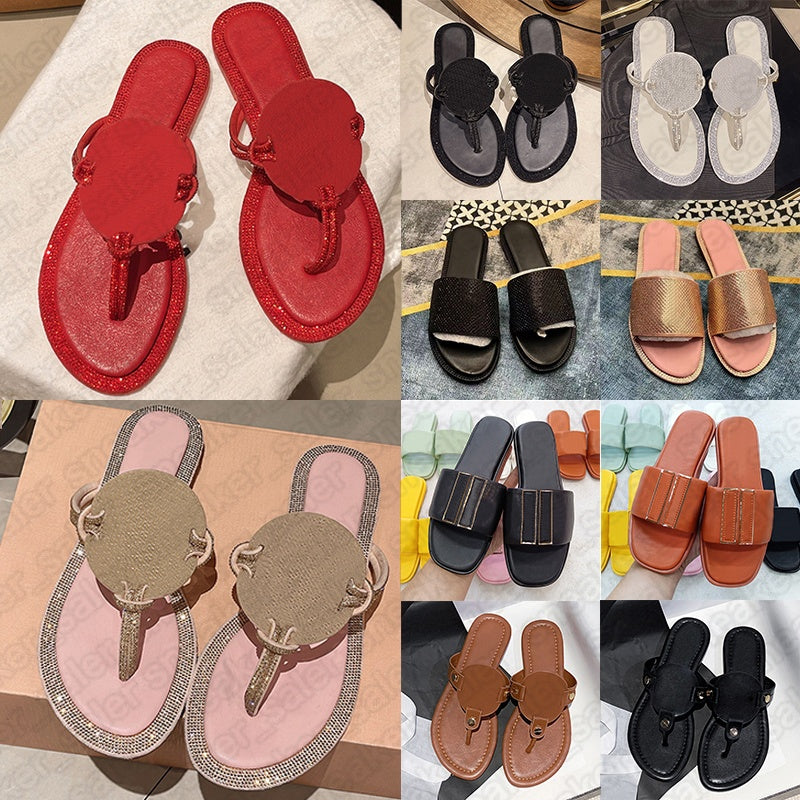 2025 sandals famous designer women slippers diamond sparkling womens slides shoes beach wedding shoes free shipping summer flat sandals rhinestone 3