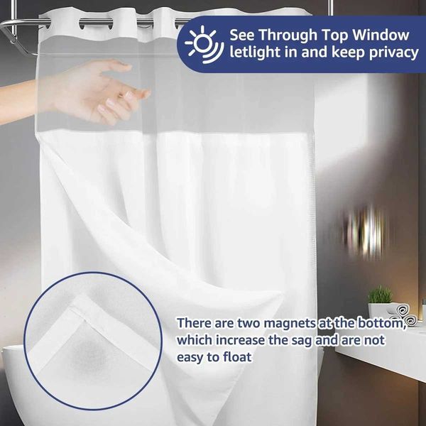 Hook Shower Curtain Waterproof Bathro Curtains with Snap-in Liner able Bath Curtains Decorative White Shower CurtainT250121