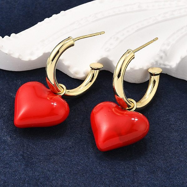 Boucles d'oreilles pendantes en laiton et émail pour femmes