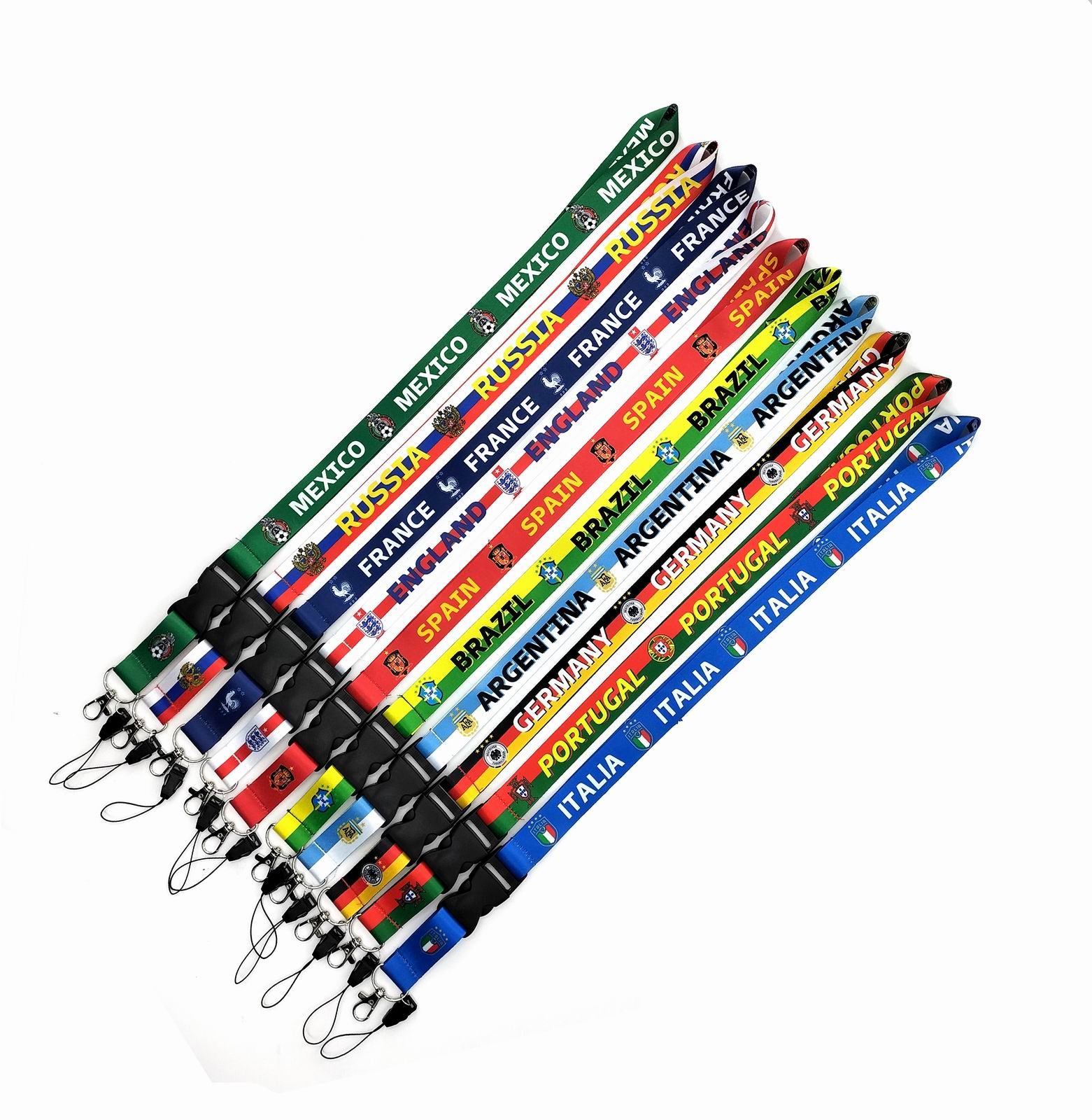 World Cup National Team Keychains Lanyard Neck Strap for ID Card Holders With Black Lanyards Office Neck Strings-Strap USB Camera DIY Phone Hanging