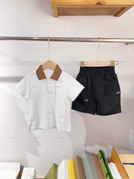 Top baby T-shirt set Summer tracksuits boys girls Short sleeved POLO suit kids designer clothes Plaid lapel polo shirt and shorts