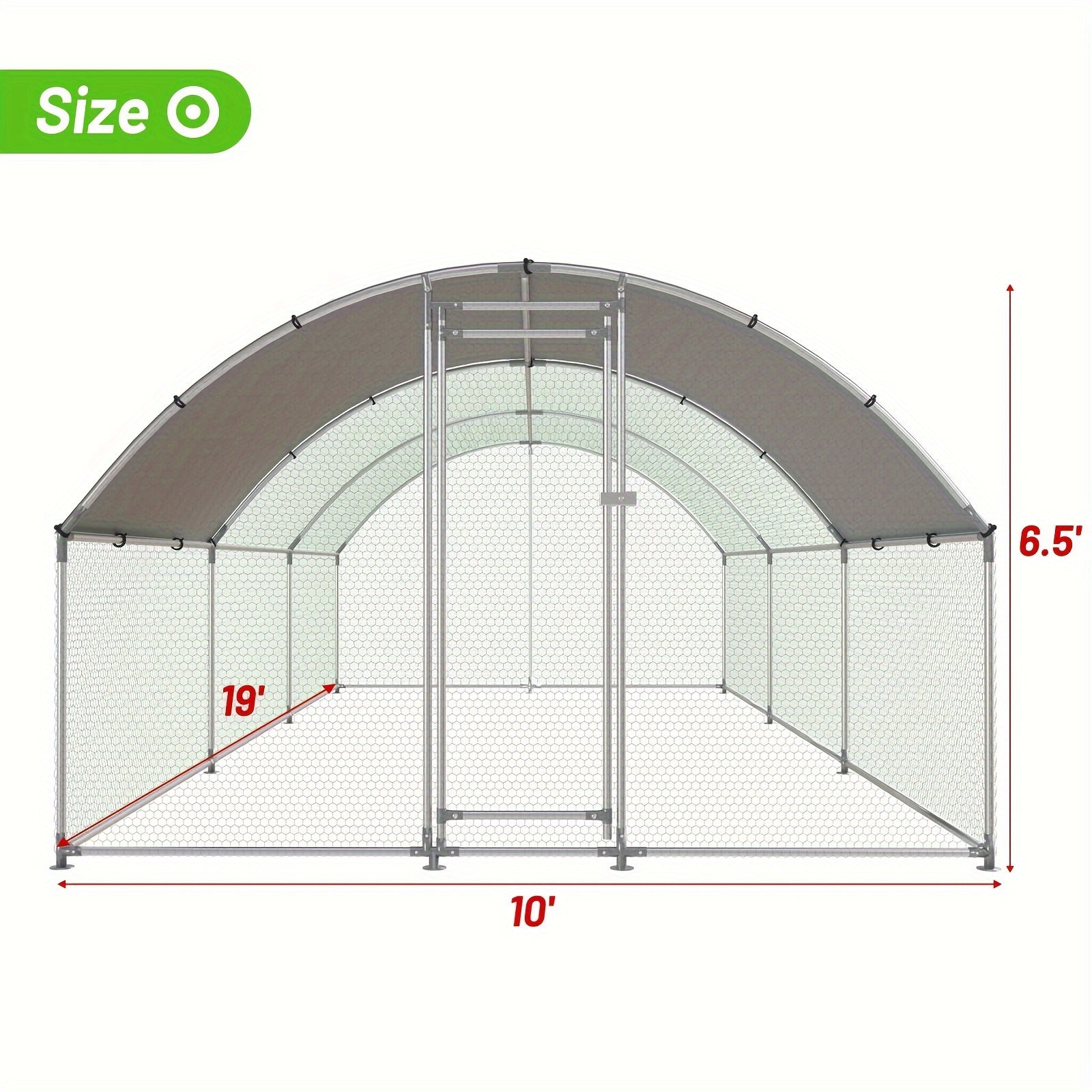 TEMU Large Metal Chicken Coop Walk-in Poultry Cage Pen Kennel With Waterproof And Anti-ultraviolet Cover For Outdoor Farm Use, Farm Animal Enclosure,
