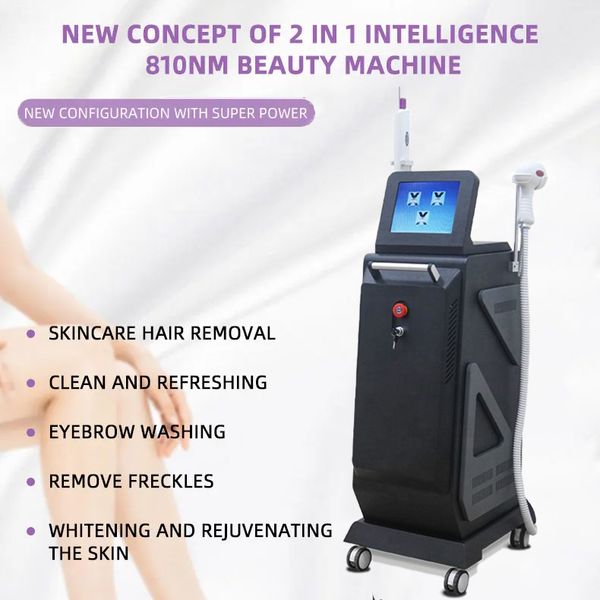 Big Spot Size Strong Power 810nm Diode Laser Ice Point Hair Removal Nd Yag Pico Tattoo Eyebrow Wash Fine Line Improver for Multi-effect Skin