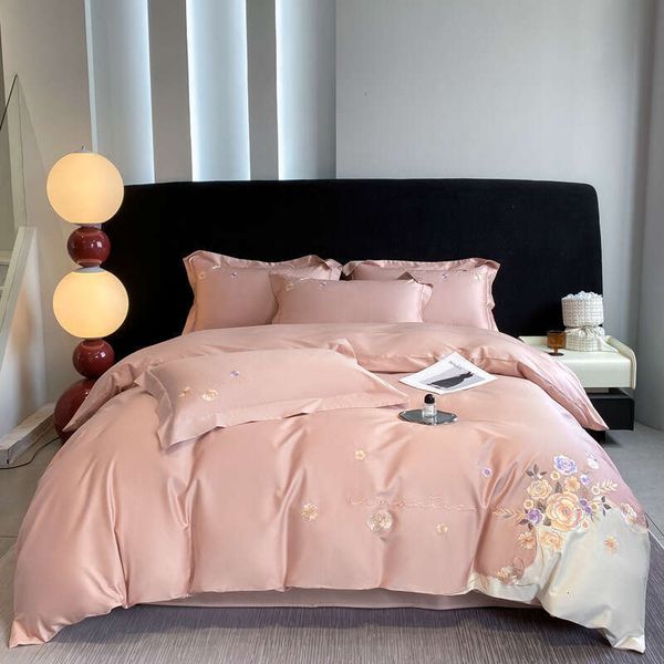 60 thread embroidered pure cotton duvet cover 4-piece set, all cotton new long staple cotton bed sheet, bedding, pillowcase gift box
