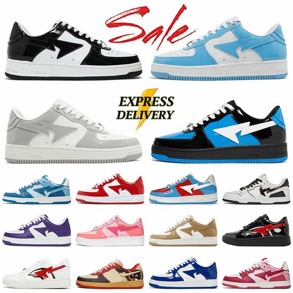 Fashion Designer Bapestaas Casual Shoes Platform Leather Camouflage SK8 Stas Skateboarding Sneakers Womens Mens Low Shark Face White Metalli