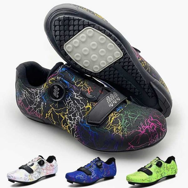 Sapatos de ciclismo de homens de ciclismo Lockss Lightning Pattern Pattern Bicyc Hard-Sod Shoes MTB Women Road Cycling Training Shoesxj24112