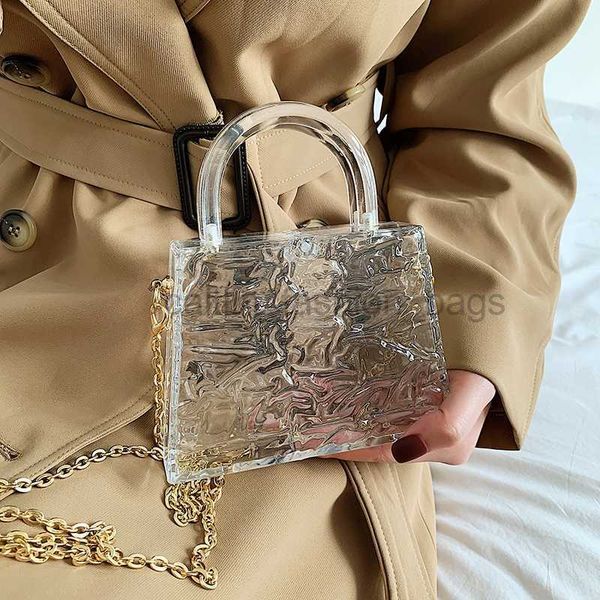 Shoulder Bags Ice crack transparent lipstick bag chain jelly women&#039;s shoulder bag luxury cross body bag PVC mini handbag caitlin_fashio