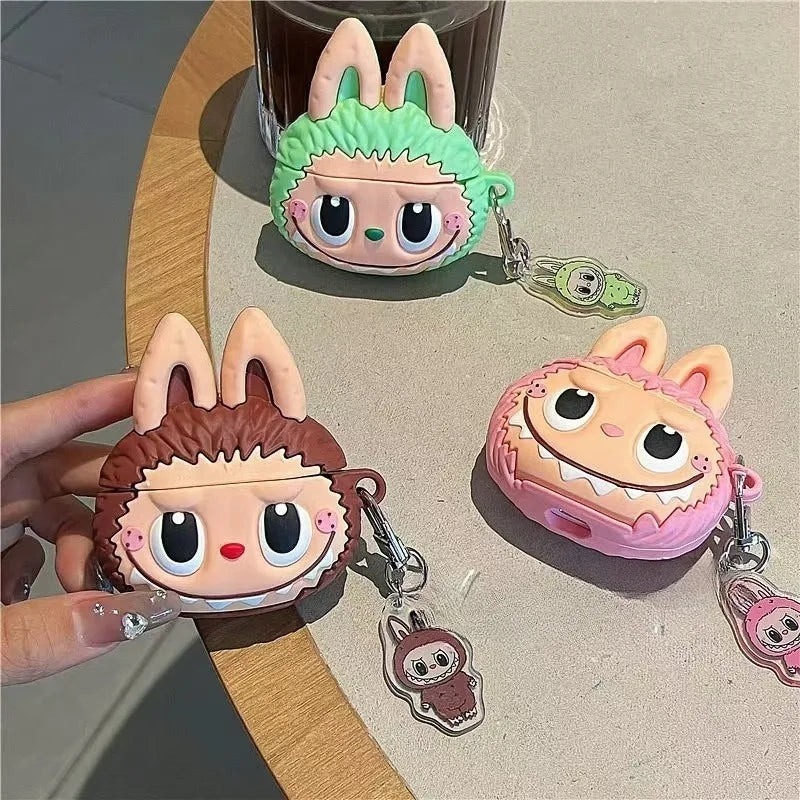 3D Labubu Cute Cartoon Silicone Earphone Protective Case For Apple 4 1 3 Pro 2 Headphone Box With Pendant Cover