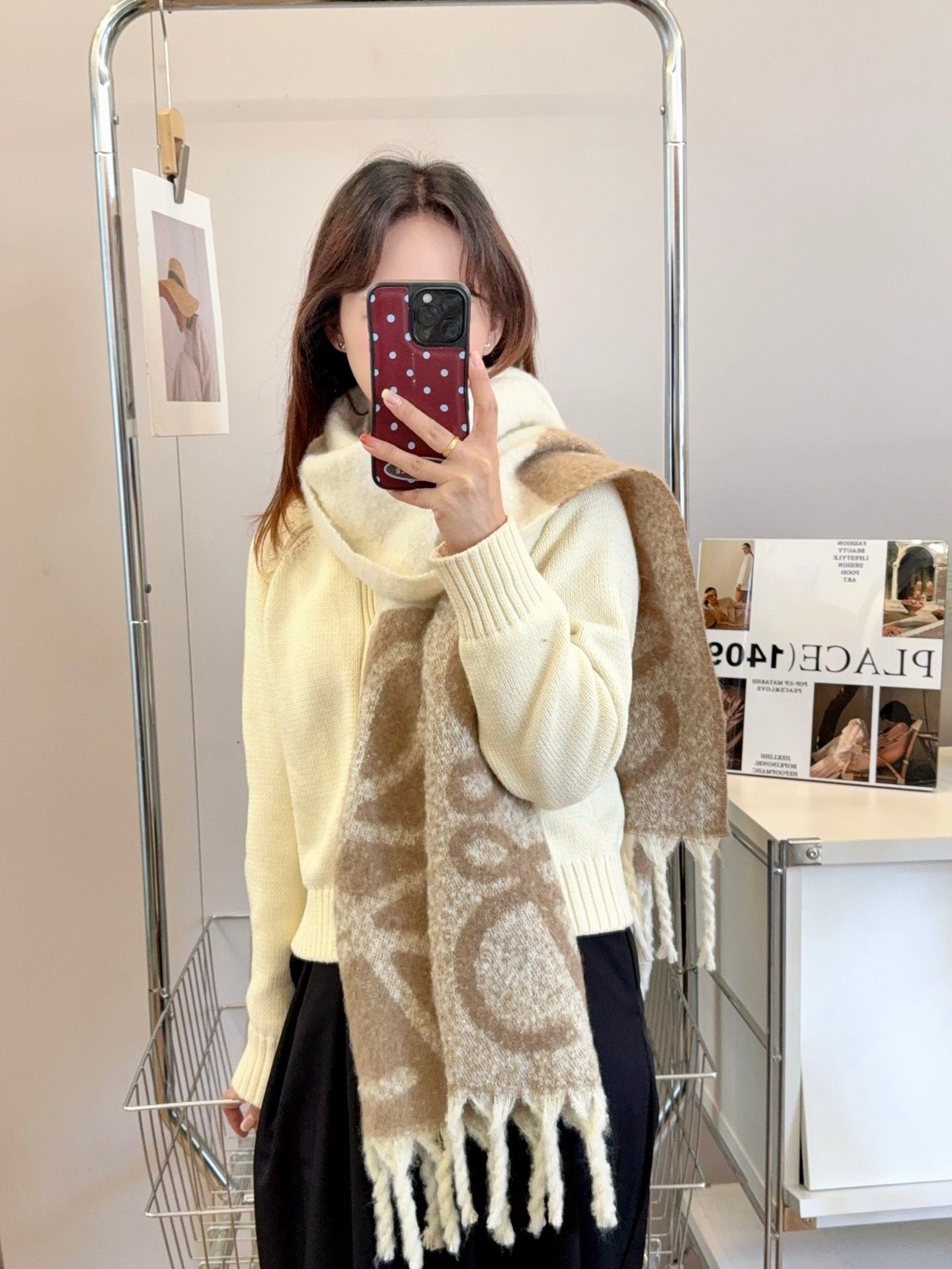 Stylish Women Cashmere Scarf Full Letter Printed Scarves Soft Touch Warm Wraps With Tags Autumn Winter