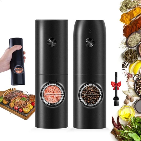 Automatic Electric Mill Pepper And Salt Grinder With LED Light Adjustable Coarseness Spice Grinder Kitchen Cooking Tool 240820