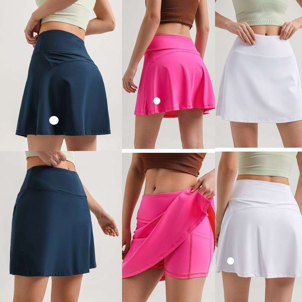 Women Sports Yoga luluity lemones Skirts Workout Shorts Tennis Golf Anti Exposure Short luluity lemones sets Skirt with Pocket luluity lemones leggi