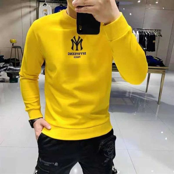 Moletom moletons masculinos de inverno masculino quente e esbelto com capuz de fitness bordado nova moda casual simples pescoço redondo conf