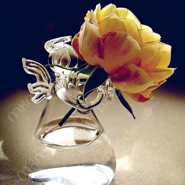 Vases Clear Angel Shape Glass Hanging Vase Terrarium Hydroponic Pot Table Decor Lower Home Decoration Accessories Modern