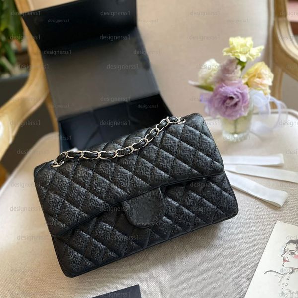 Designer Bag Plaid Flap Caviar Shoulder Handbag Genuine Leather Double Letter Solid Color Buckle Square Stripe Lady Messenger Evening Bag Fa