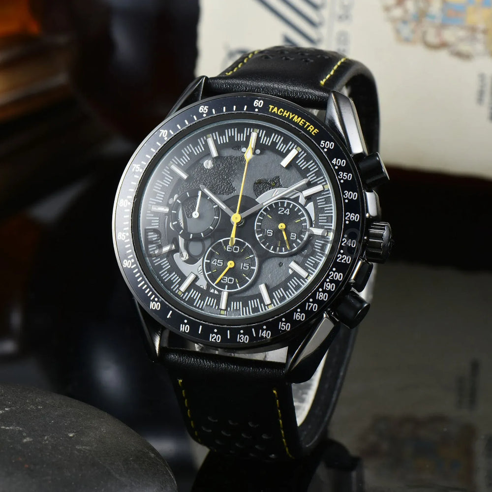 Hot Sale 2025 Luxury Men Watches Designer Six Needles Chronograph Quartz Wristwatches All Dial Work Chronograph Fashion Male Clock Daily Waterproof