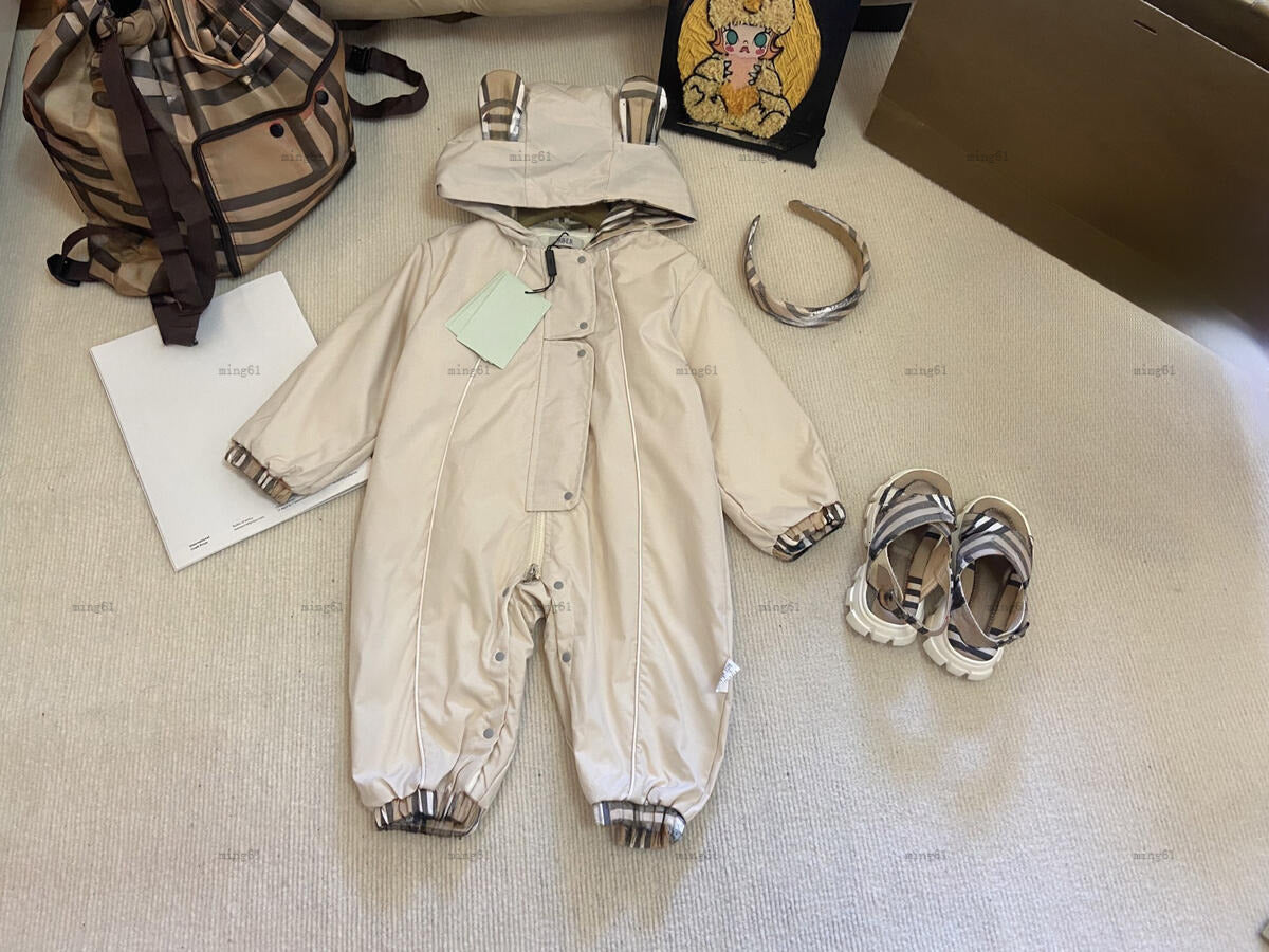 Brand baby jumpsuit Animal Ear Decorations infant romper designer toddler clothes Adding velvet newborn bodysuit A378X11N101