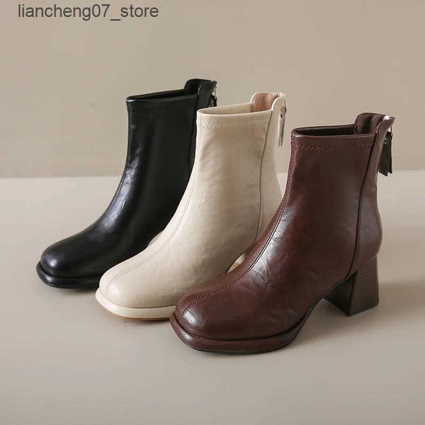 Boots Plus size 43 Women Boots Women Pointed Toe Zipper High Heels Ankle Boots Cow Western Boots Ladies Shoes Elegant Modern Boots J241119